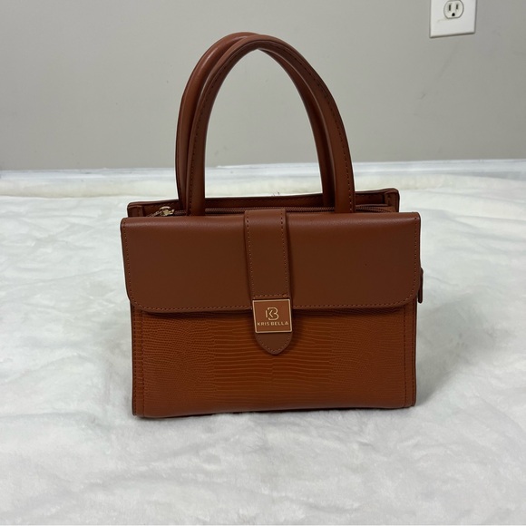 KRIS BELLA BROWN TOP HANDLE HANDBAG PURSE - Picture 9 of 10